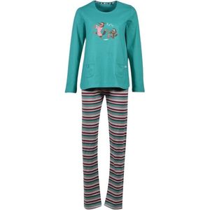Woody Meisjes-Dames Pyjama Aquagroen Groen Wolf - 202-1-BSL-S/752 - maat 128