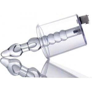 Anal Rosebud Vacuum Cilinder Met Kralen Plug - Transparent - Rosebud Pompen - Anus Pomp - Anaal Vacuum Zuigen - Doorsnede 6.6 cm