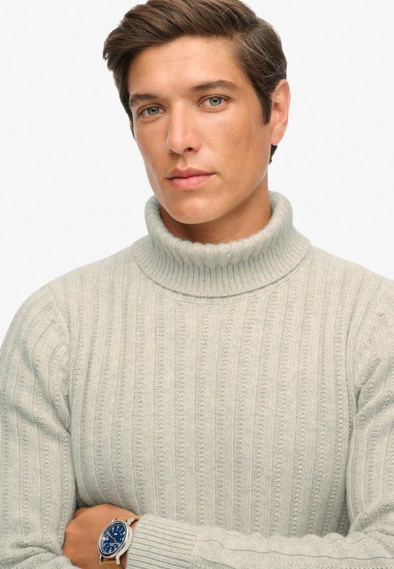 Superdry - Merchant Rib Roll Neck - Trui - Oatmeal Beige