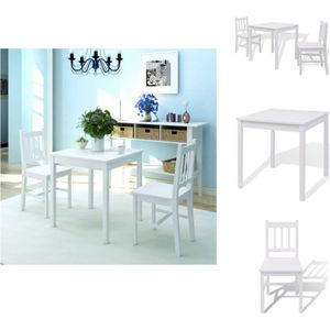 vidaXL Eethoek Wit Grenenhout 70x70x73.8cm - Tijdloos Design - Set tafel en stoelen