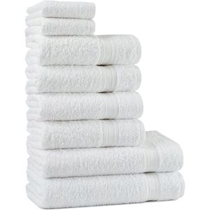 Zachte handdoekenset - 8 stuks - wit - 100% katoen