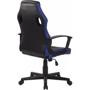 In And OutdoorMatch Luxe Gaming stoel Anais - Zwart/Blauw kunstleer - Met Rugleuning en Armleuning - In hoogte verstelbaar - Ergonomisch