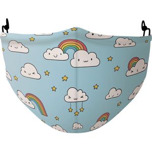 I-total Mondkapje Clouds Junior Polyester Lichtblauw One-size