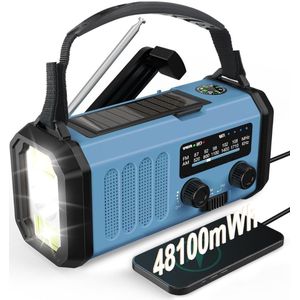 RWB® Noodradio Opwindbaar en Batterij - Noodradio - Survival Radio - 13000 mAh - Zonnepaneel