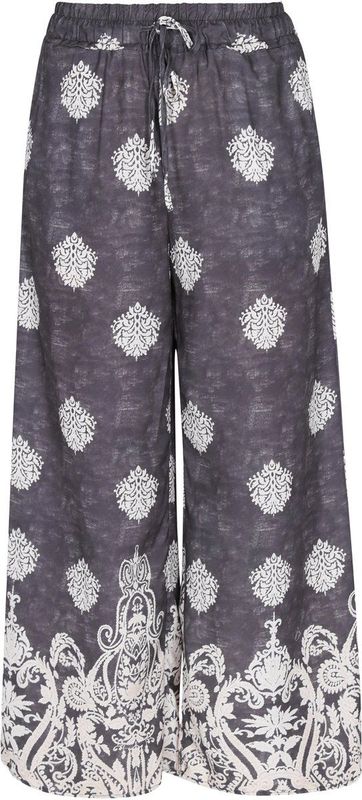 usha - FESTIVAL - Broek - Grijs/Wit - Wide Leg - High Waist