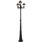 QAZQA new haven - Klassieke Lantaarn - 3 lichts - H 2165 mm - Zwart - Buitenverlichting