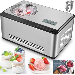 2-in-1 IJs- en Yoghurtmachine met LCD-display - 2 Liter, Zelfkoelende Compressor, 180 W