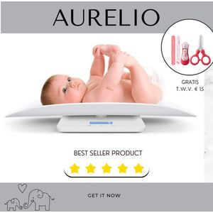 Aurelio Babyweegschaal- Medisch Nauwkeurige Digitale Weegschaal voor Baby's, Kinderen, Volwassenen & Huisdieren | Bewegingsbestendige Technologie & Groeivolgfunctie | Dé Beste Keuze voor Gezonde Groei!