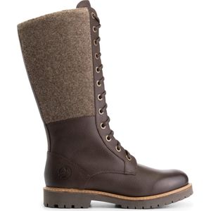 Travelin' Hellvik - Hoge leren dameslaarzen - Wolgevoerde boots - Donkerbruin