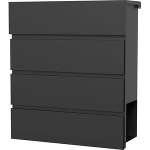 Practo Garden - Marseille - Wandbrievenbus - Zwart - Met Krantenhouder