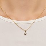 14K Geelgouden Ronde Hanger - Heldere Zirkonia - 11 x 4,5 mm