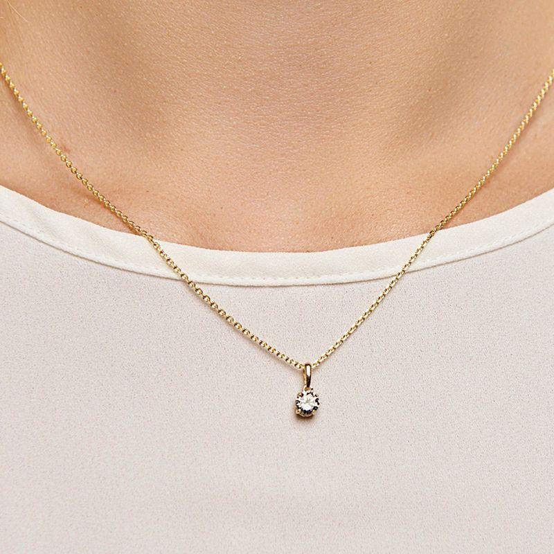 14K Geelgouden Ronde Hanger - Heldere Zirkonia - 11 x 4,5 mm