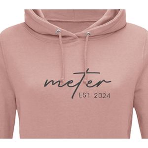 Hoodie dames met capuchon - Sweater dames capuchon - Meter - Meter cadeau - Liefste meter - Meter est 2024 - Zalmroze XL