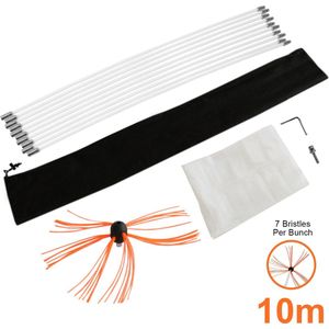 Maxblast Nylon elektrische schoorsteen borstel - 10 meter - schoorsteenveger - roterende booraandrijving - GRATIS stofzeil en opbergzak