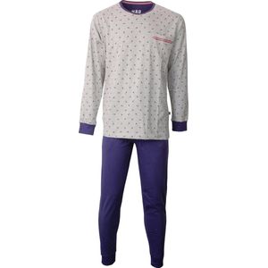 M.E.Q. - Heren Pyjama - 100% Katoen - Grijs Melange - Maat XL