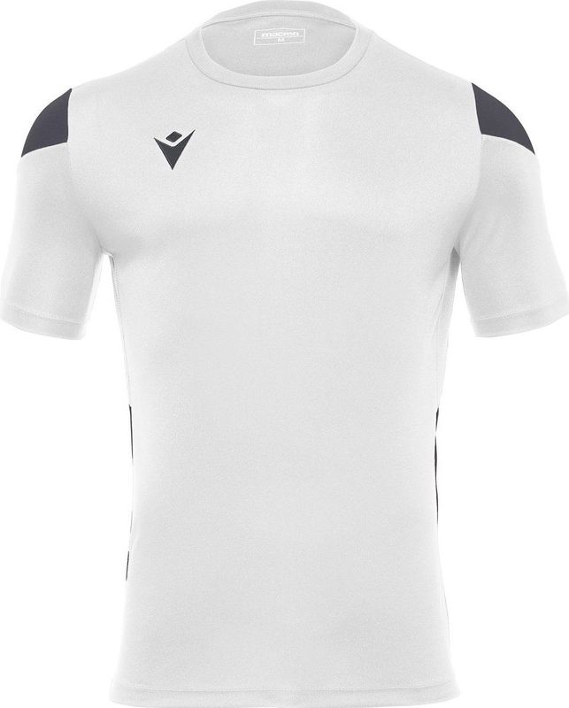 Macron Polis Shirt Korte Mouw Kinderen - Wit / Antraciet | Maat: 7-8 Y