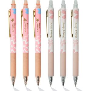 Ainy - Luxe Sakura Uitwisbare Pen - set van 6 zwarte uitgumbare pennen voor in je etui - kawaii balpen | middelbare schoolspullen balpennen | moederdag cadeau