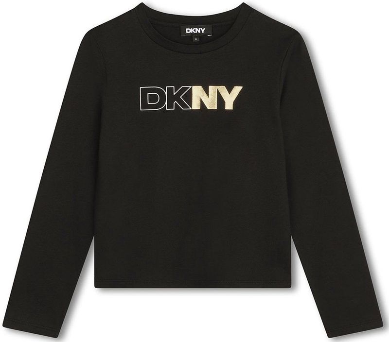 Dkny D62037 T-shirt Met Lange Mouwen Zwart 10 Years Meisjes