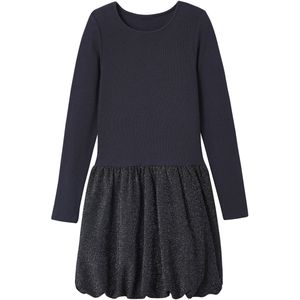 Jonen - Bi-materiaal Jurk - Meisjes - Ronde Halslijn - Lange Mouwen - Iriserende Stof