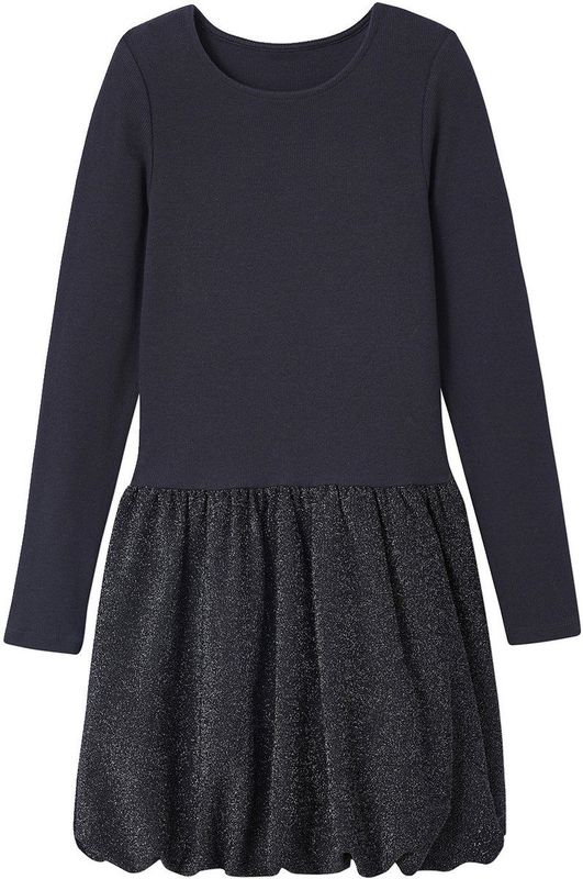 Jonen - Bi-materiaal Jurk - Meisjes - Ronde Halslijn - Lange Mouwen - Iriserende Stof