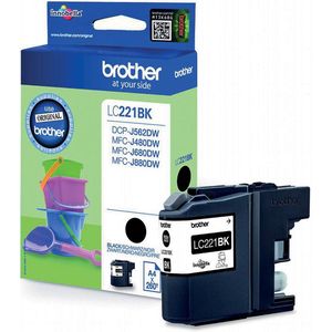 Inktcartridge brother lc-221bk zwart | 1 stuk | 5 stuks