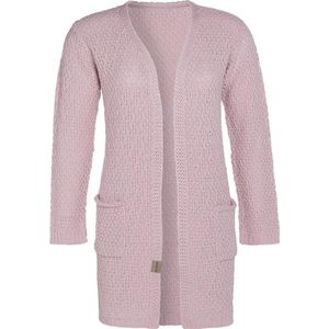 Knit Factory Luna Gebreid Vest Roze - Gebreide dames cardigan - Middellang vest reikend tot boven de knie - Roze damesvest gemaakt uit 30% wol en 70% acryl - 36/38 - Met steekzakken