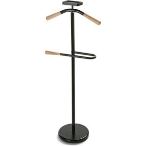 Modern Multifunctioneel Nachtkastje met 2 Hangers voor Herenkleding - Hout en Metaal - 108 x 44 x 25 cm - Zwart