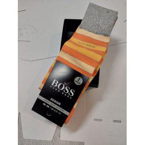 Hugo Boss 2 paar sokken geel / oranje gestreept maat 40/46