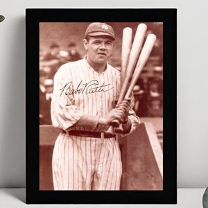 Babe Ruth Ingelijste Handtekening – 15 x 10cm In Klassiek Zwart Frame – Gedrukte handtekening – Honkbalspeler - Baseball - MLB - George Herman ""Babe"" Ruth Jr. - GOAT of Boston Red Sox, New York Yankees, and Boston Braves