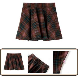 Kinderrok - A-lijn - Cognac - Maat 128 - Geruit Kinderrok - Meisjesrok - Kindermode - Kinderkleding - Katoenen Rok