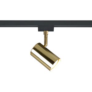 LED Railverlichting - Track Spot - DUOLINE - 2 Fase - GU10 Fitting - Rond - Mat Goud - Aluminium