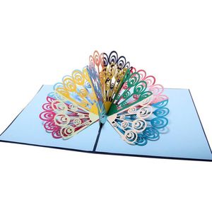 3D wenskaart zo trots als een pauw felicitatie verjaardag uitnodiging pop up kaart- kleurrijk