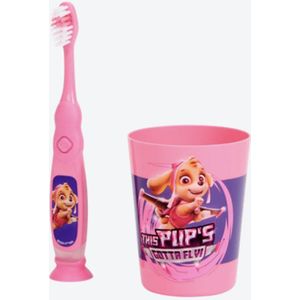 Paw Patrol - Tandenborstel Set - Roze - Skye - Met Timer - Voor Peuters en Kleuters