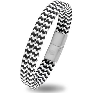 Touw Armband Wit - ZwartHeren Dames 20,5cm Galeara Design NOA