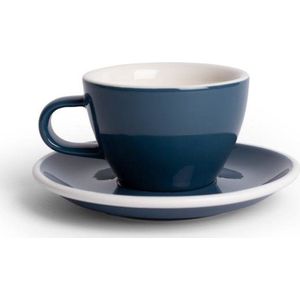ACME Flat White Kop en schotel -  150ml - Whale (blauw) - koffie kopje - porselein servies