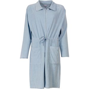 Tenderness Dames Badjas - Badstof - Rits - Licht Blauw - Maat S