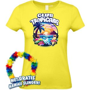 Dames t-shirt Colorful Tropics | Toppers in Concert 2024 | Club Tropicana | Hawaii Shirt | Ibiza Kleding | Lichtgeel Dames | maat L