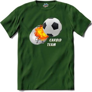 Carbid bus voetbal schieten | oud en nieuw melkbus vuurwerk - T-Shirt - Unisex - Bottle Groen - Maat L