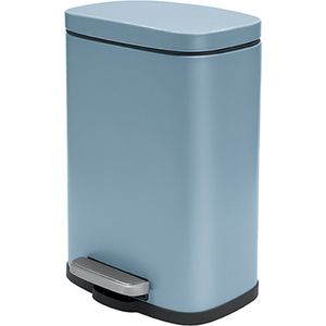 Spirella Pedaalemmer Venice - blauw - 5 liter - metaal - L21 x H30 cm - soft-close - toilet/badkamer