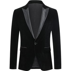 Allthemen Heren Fluwelen Blazer - Klassieke Halslijn - S