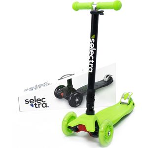 Selectra kinderstep met 4 lichtgevende wielen – Kick step voor kinderen van 3 t/m 9 jaar – Led scooter met click and ride functie - Green
