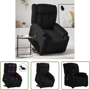 vidaXL Massagerstoel - Sta-op Massagestoel - Sta-op-massagestoel elektrisch kunstleer zwart - Ergonomische Stoel - Elektrische Stoel - Loungestoel