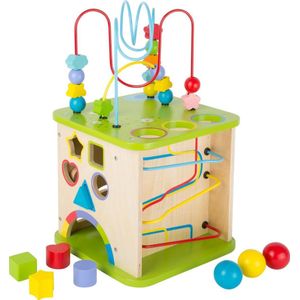 Kralenspiraal met vormenstoof - Kubus - Multi kleuren - Hout speelgoed vanaf 1 jaar