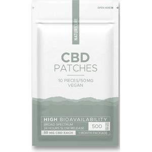 Nature Cure CBD-Pleisters -50 mg CBD- Broad Spectrum 10 stuks