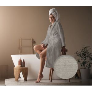 Heckett Lane Badjas Katoen Prestige - Glacier Grey - Maat XXL - Badjas 100% Katoen - Badjas Dames - Badjas Heren