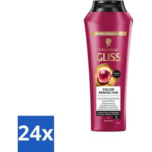 24 x Gliss - Shampoo - Color Protect & Shine - Voor Langdurige Kleurbehoud - 250 ml - Kleurbehoud Shampoo - Glans Shampoo - Geverfd Haar Shampoo - Highlights Shampoo - Kleurbescherming Shampoo
