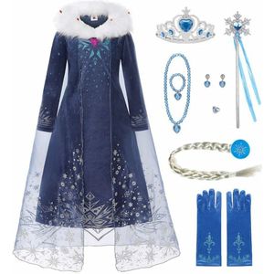 Prinsessenjurk meisje - Prinsessen speelgoed - Verkleedkleren - Het Betere Merk - 104/110(110) - Prinsessenkroon - Toverstaf - Haarvlecht - Juwelen - Kleed - Carnavalskleding