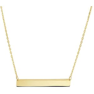 YO&NO Graveer- Ketting - Goud - 1,0 mm -  plaat -  5,0 mm -  41 - 43 - 45 cm - 585 goud