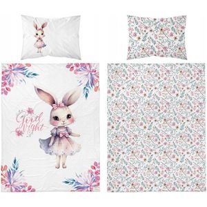 Bamboe Kinderbeddengoed 2-delig 120x90cm - Konijntje Paars Roze