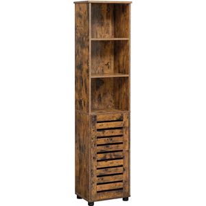 In And OutdoorMatch Cabinet Tall Margarete - Cabinet Badkamer - 3 Open Compartimenten - 2 Verstelbare Planken - Vintage Bruin